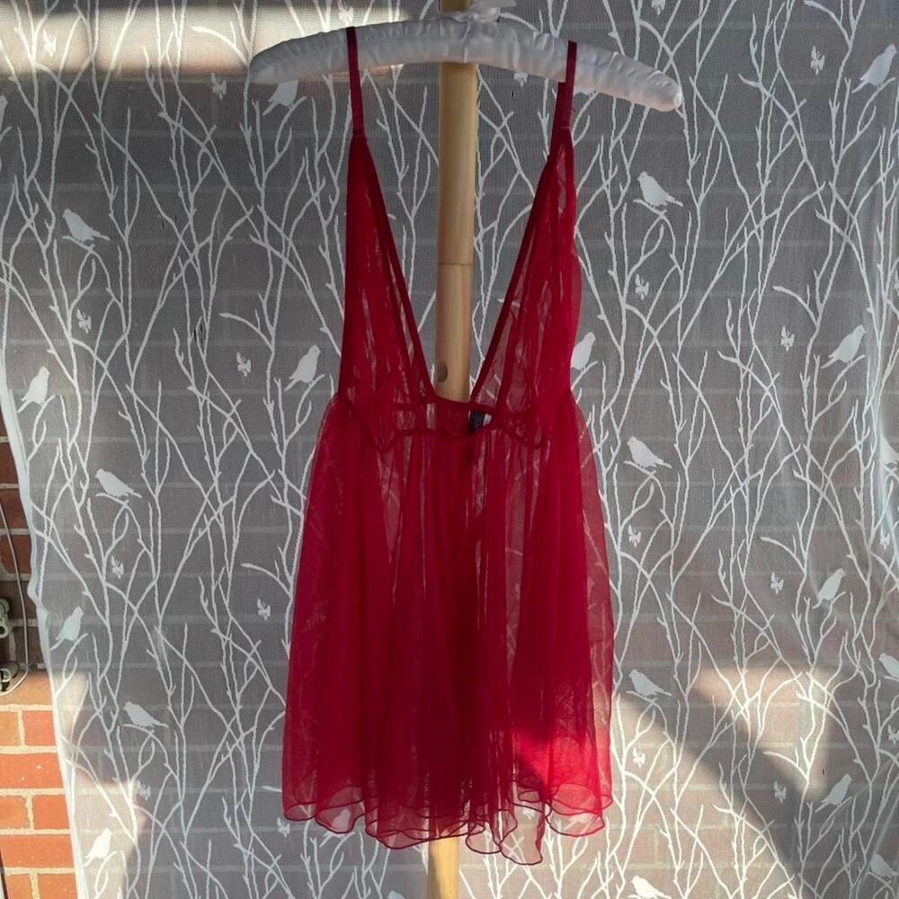 Y2k 2000s vintage dreamgirl red sheer babydoll